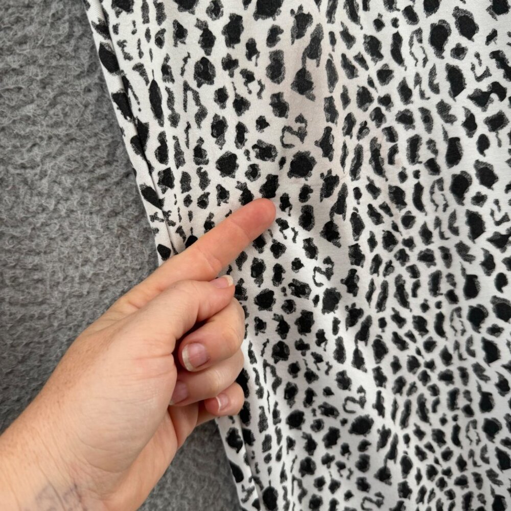 Lena Gabrielle Animal Print Pants Womens Black White Pull On Stretch Size 12 - Picture 10 of 10